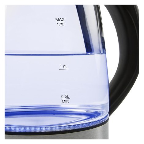 Tristar | Glass Kettle with LED | WK-3377 | Electric | 2200 W | 1.7 L | Glass | 360° rotational base | Black/Stainless Steel - 3